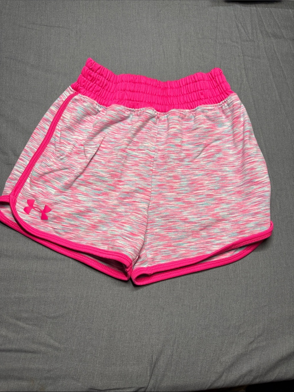 Under Armour Pink Heather Performance Shorts with Hot Pink Trim